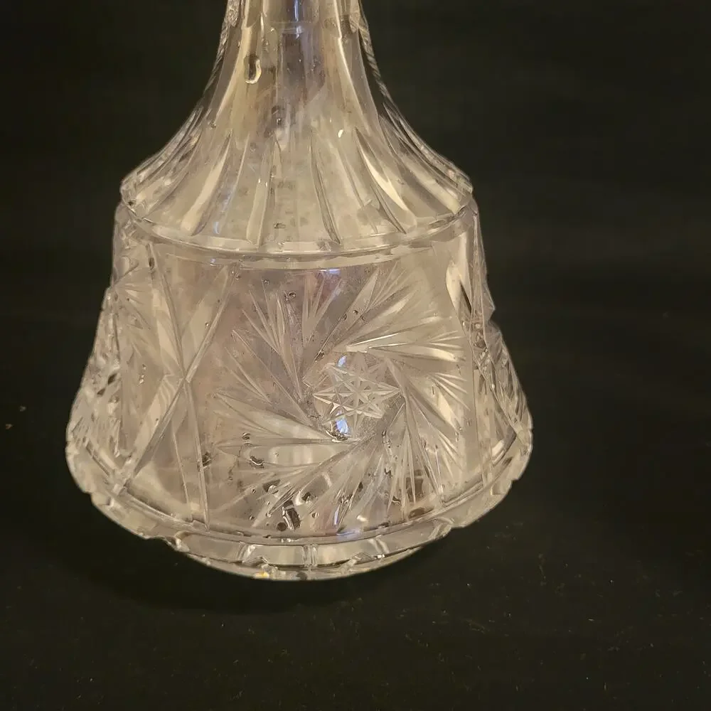 Vintage Rare Glass Crystal Decanter Carafe with stopper Floral Cut Bohemian